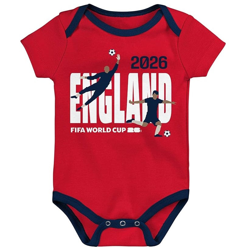FIFA World Cup 2026 England 3 Pack Creeper Onesie Bodysuit Set - Newborn/Infant