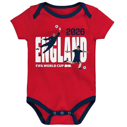 FIFA World Cup 2026 England 3 Pack Creeper Onesie Bodysuit Set - Newborn/Infant