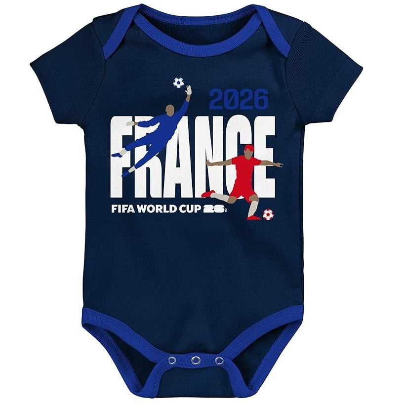 FIFA World Cup 2026 France 3 Pack Creeper Onesie Bodysuit Set - Newborn/Infant