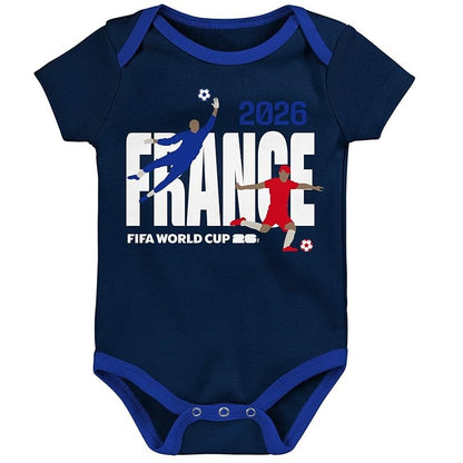 FIFA World Cup 2026 France 3 Pack Creeper Onesie Bodysuit Set - Newborn/Infant
