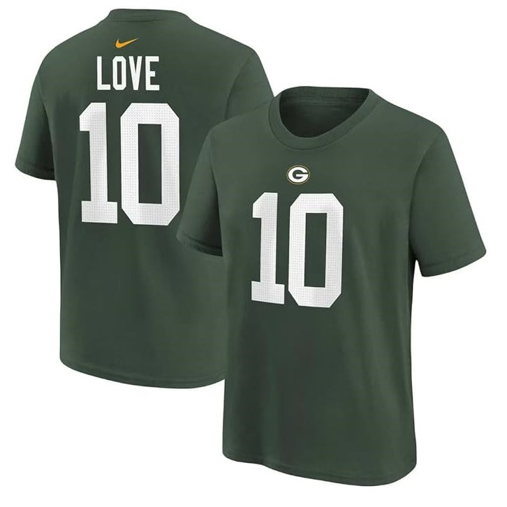 Jordan Love Youth T-Shirt #10 Green Bay Packers Nike Fuse Name Number Player T-Shirt - Youth Boys (8-20)