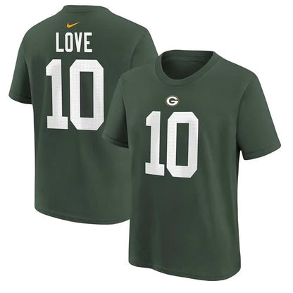 Jordan Love Youth T-Shirt #10 Green Bay Packers Nike Fuse Name Number Player T-Shirt - Youth Boys (8-20)