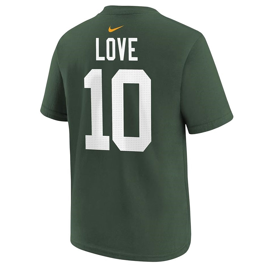 Jordan Love Youth T-Shirt #10 Green Bay Packers Nike Fuse Name Number Player T-Shirt - Youth Boys (8-20)