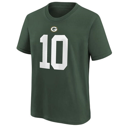 Jordan Love Youth T-Shirt #10 Green Bay Packers Nike Fuse Name Number Player T-Shirt - Youth Boys (8-20)