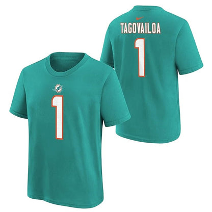 Tua Tagovailoa Youth T-Shirt #1 Miami Dolphins Nike Fuse Name Number Player T-Shirt - Youth Boys (8-20)