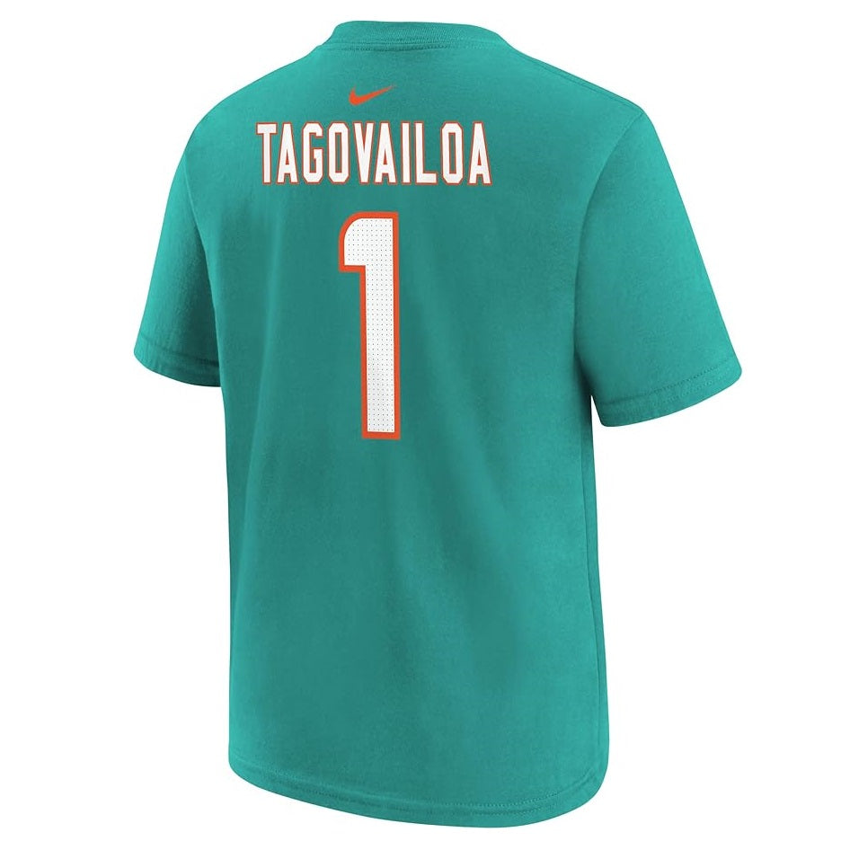 Tua Tagovailoa Youth T-Shirt #1 Miami Dolphins Nike Fuse Name Number Player T-Shirt - Youth Boys (8-20)