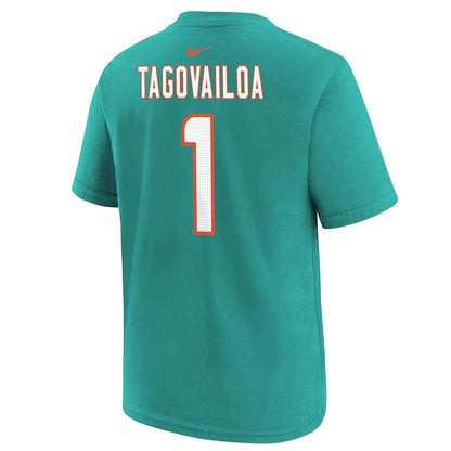 Tua Tagovailoa Youth T-Shirt #1 Miami Dolphins Nike Fuse Name Number Player T-Shirt - Youth Boys (8-20)