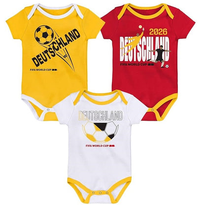 FIFA World Cup 2026 Germany 3 Pack Creeper Onesie Bodysuit Set - Newborn/Infant