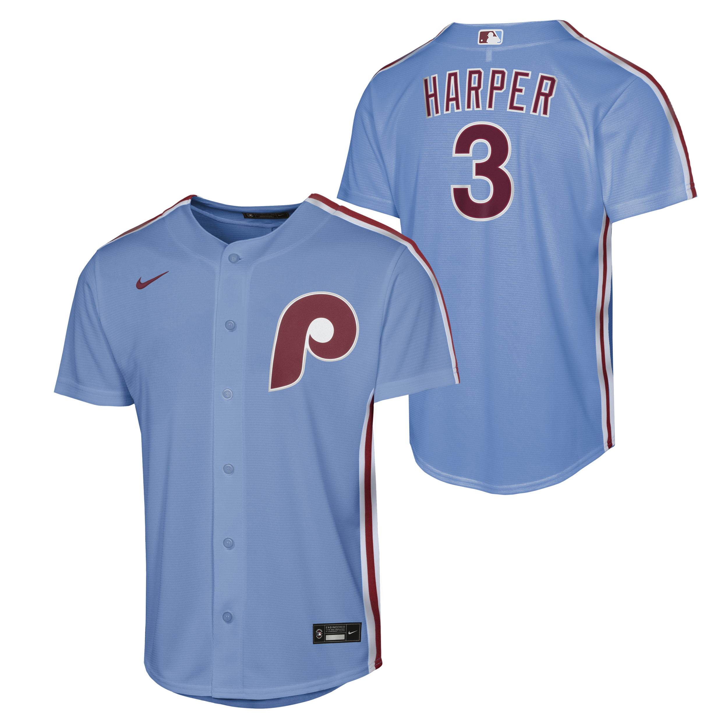 Bryce Harper Youth Jersey #3 Philadelphia Phillies Nike Replica Player Jersey - Youth Boys (8-20)