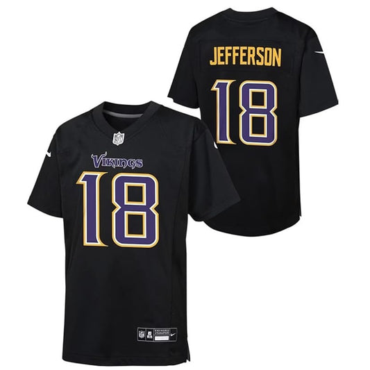 Nike Justin Jefferson Youth Jersey #18 Minnesota Vikings Game Day Replica Player Jersey Carbon Black - Youth Boys (8-20)