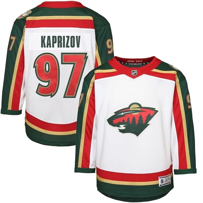 Kirill Kaprizov Youth Jersey #97 Minnesota Wild 25th Anniversary Replica Player Jersey White - Youth Boys (8-20)