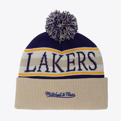 Los Angeles Lakers Mitchell & Ness Hardwood Classics Cuffed Knit Pom Hat