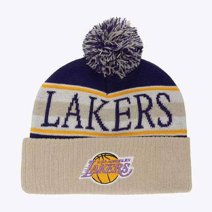 Los Angeles Lakers Mitchell & Ness Hardwood Classics Cuffed Knit Pom Hat