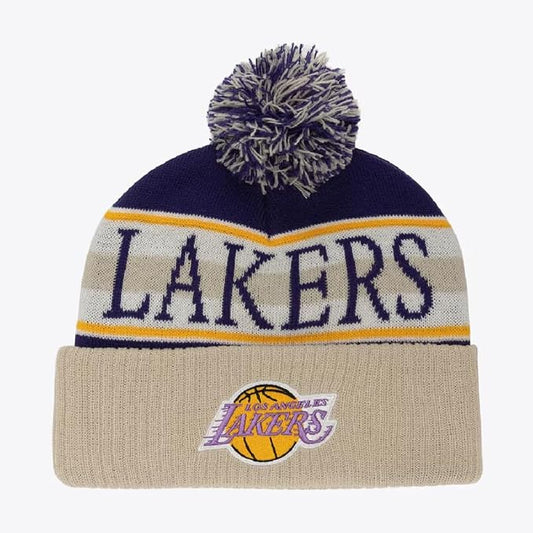 Los Angeles Lakers Mitchell & Ness Hardwood Classics Cuffed Knit Pom Hat
