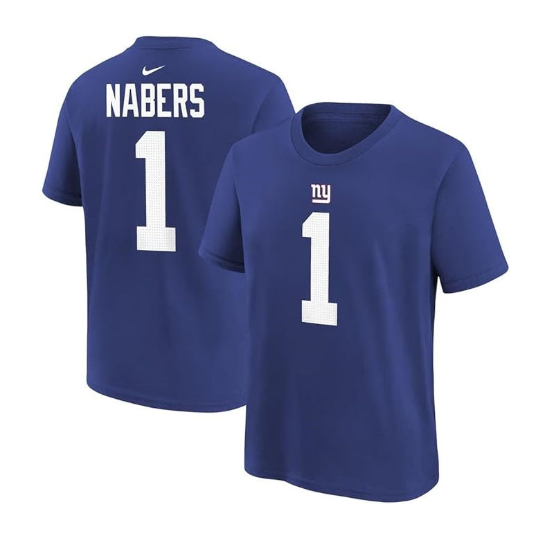 Malik Nabers Youth T-Shirt #1 New York Giants Nike Fuse Name Number Player T-Shirt - Youth Boys (8-20)