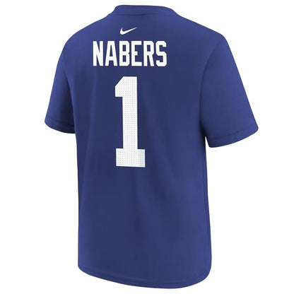 Malik Nabers Youth T-Shirt #1 New York Giants Nike Fuse Name Number Player T-Shirt - Youth Boys (8-20)