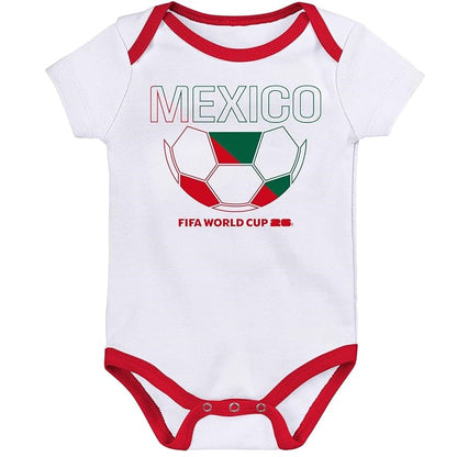 FIFA World Cup 2026 Mexico 3 Pack Creeper Onesie Bodysuit Set - Newborn/Infant