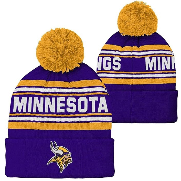 Minnesota Vikings Youth Jacquard Cuffed Pom Knit Hat