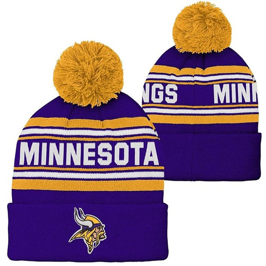 Minnesota Vikings Youth Jacquard Cuffed Pom Knit Hat
