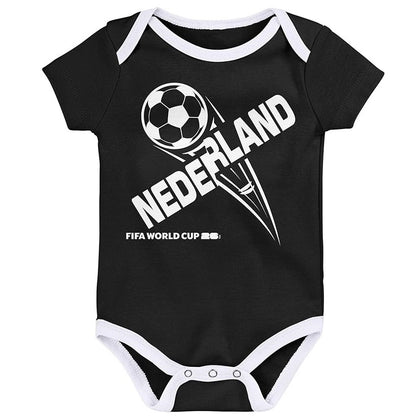 FIFA World Cup 2026 Netherlands 3 Pack Creeper Onesie Bodysuit Set - Newborn/Infant