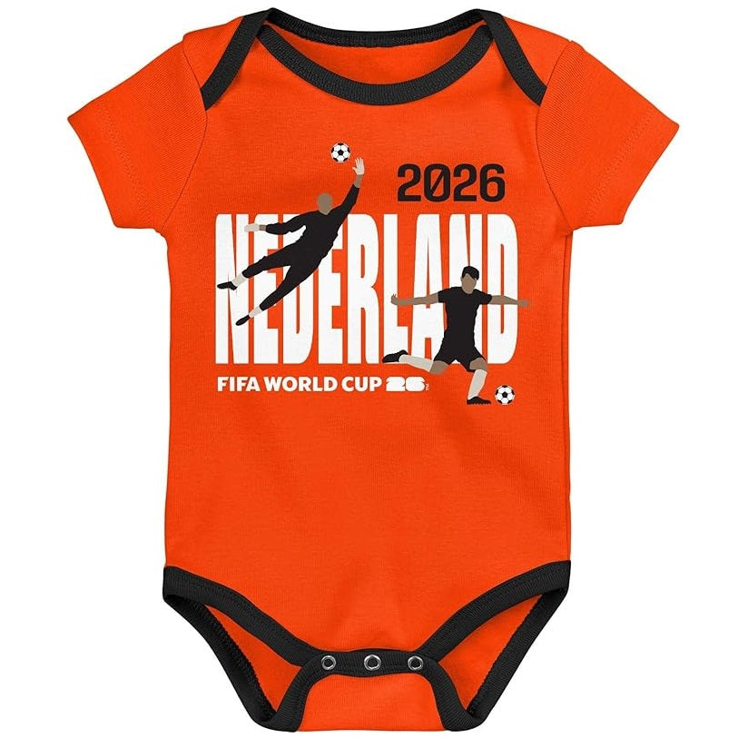 FIFA World Cup 2026 Netherlands 3 Pack Creeper Onesie Bodysuit Set - Newborn/Infant