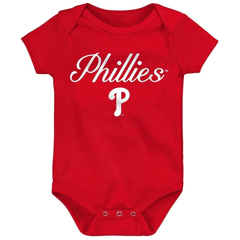 Philadelphia Phillies Team Logo Wordmark Creeper Romper Onesie - Newborn/Infant