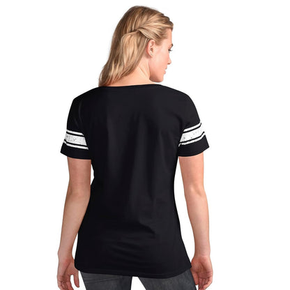 Pittsburgh Steelers Women's Distressed Script V-Neck T-Shirt