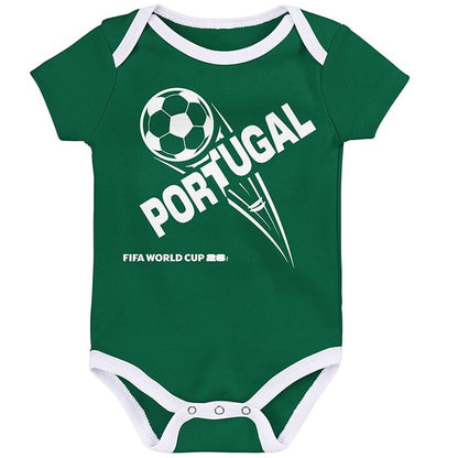 FIFA World Cup 2026 Portugal 3 Pack Creeper Onesie Bodysuit Set - Newborn/Infant