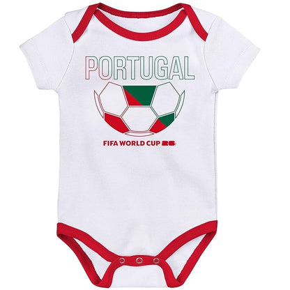 FIFA World Cup 2026 Portugal 3 Pack Creeper Onesie Bodysuit Set - Newborn/Infant