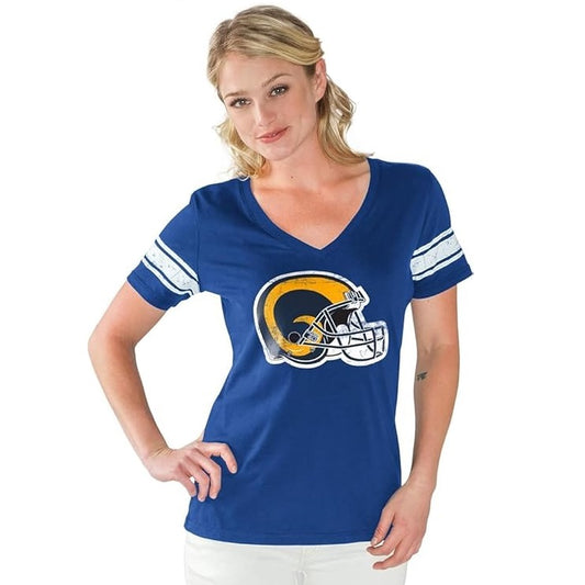 Camiseta de mujer con cuello en V y diseño desgastado de los New York Yankees Ballpark