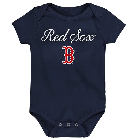 Boston Red Sox Team Logo Wordmark Creeper Romper Onesie - Newborn/Infant