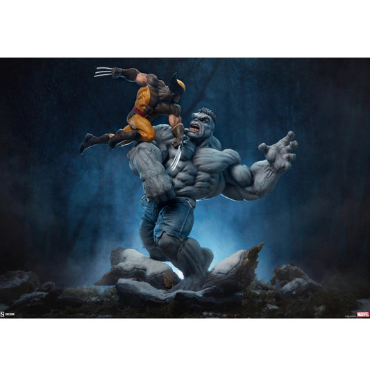 Sideshow Collectibles Marvel Grey Hulk vs. Wolverine Maquette Statue