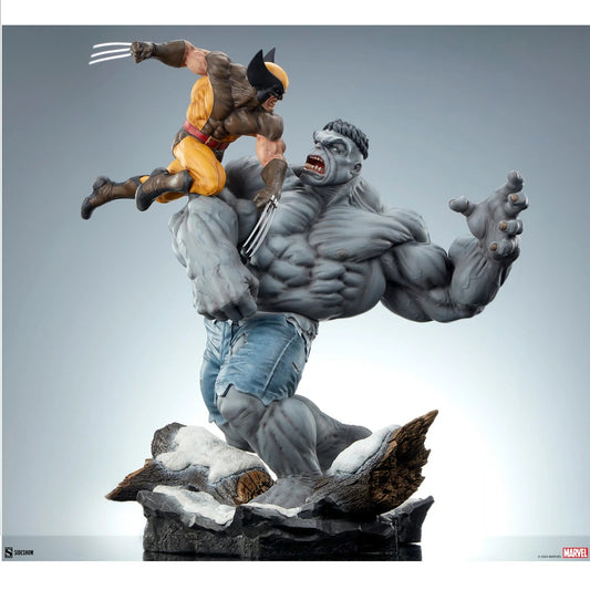 Sideshow Collectibles Marvel Grey Hulk vs. Wolverine Maquette Statue