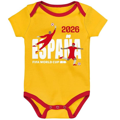 FIFA World Cup 2026 Spain 3 Pack Creeper Onesie Bodysuit Set - Newborn/Infant