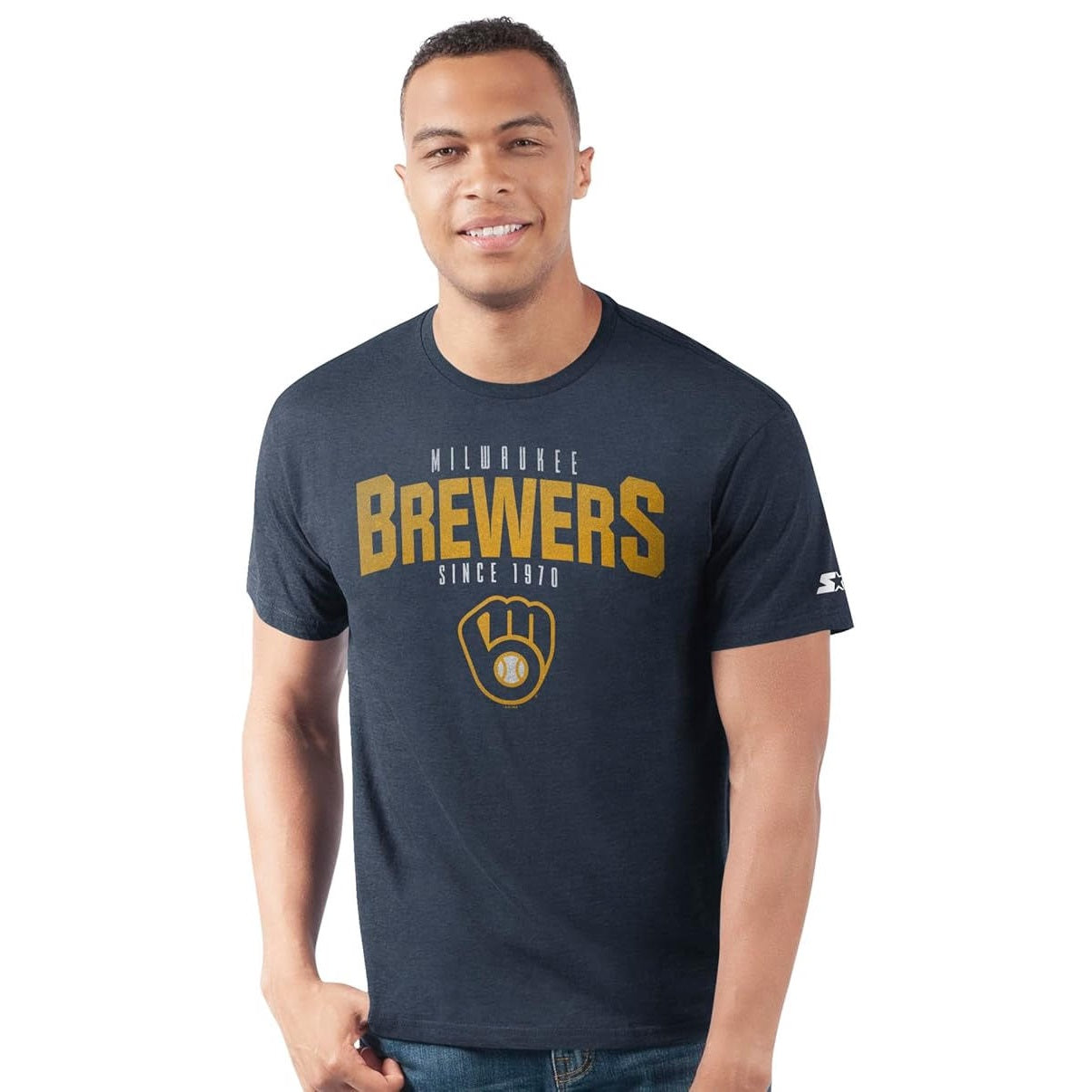 Milwaukee Brewers STARTER Men's Prime Time Distressed T-Shirt