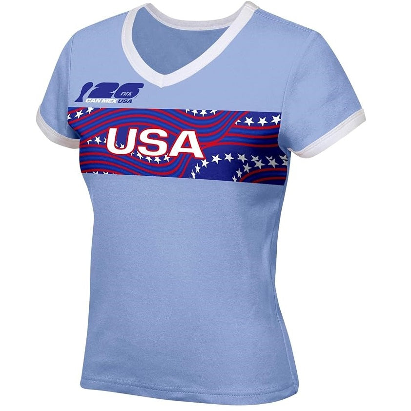 FIFA World Cup 2026 Women's USA Baby Tee V-Neck Country T-Shirt