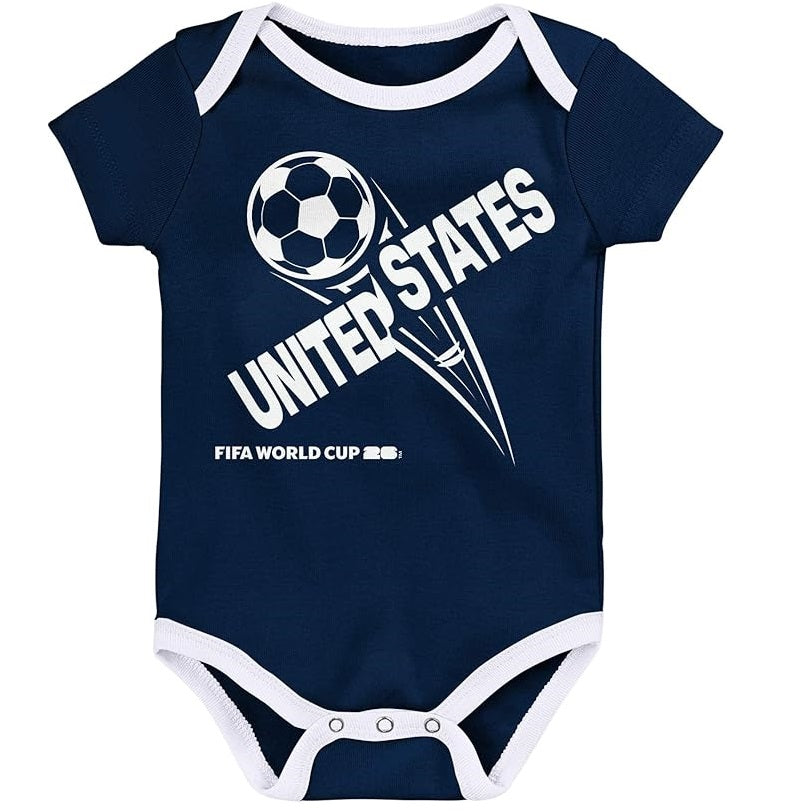 FIFA World Cup 2026 USA 3 Pack Creeper Onesie Bodysuit Set - Newborn/Infant