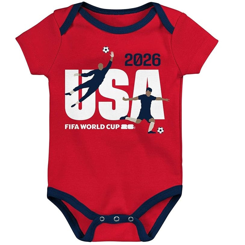FIFA World Cup 2026 USA 3 Pack Creeper Onesie Bodysuit Set - Newborn/Infant