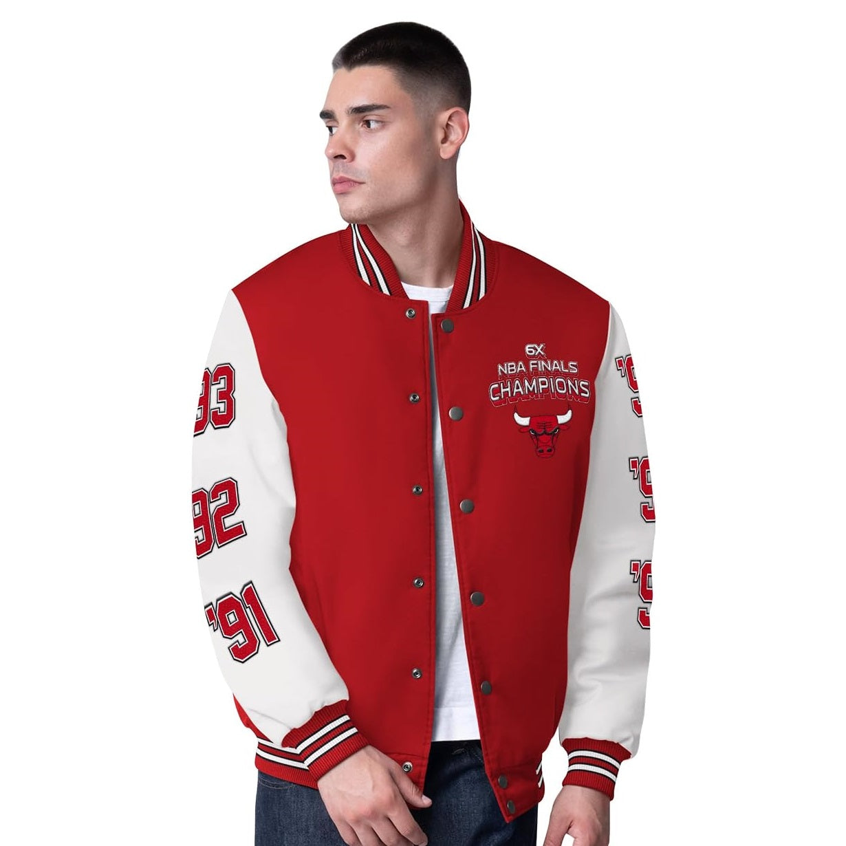 Chicago Bulls G-III Men's Full Snap NBA Finals Champions Commemorative Varsity Jacket