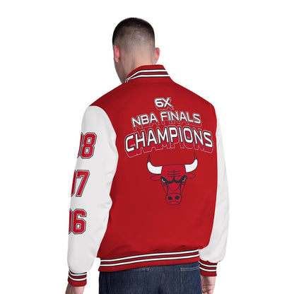 Chicago Bulls G-III Men's Full Snap NBA Finals Champions Commemorative Varsity Jacket