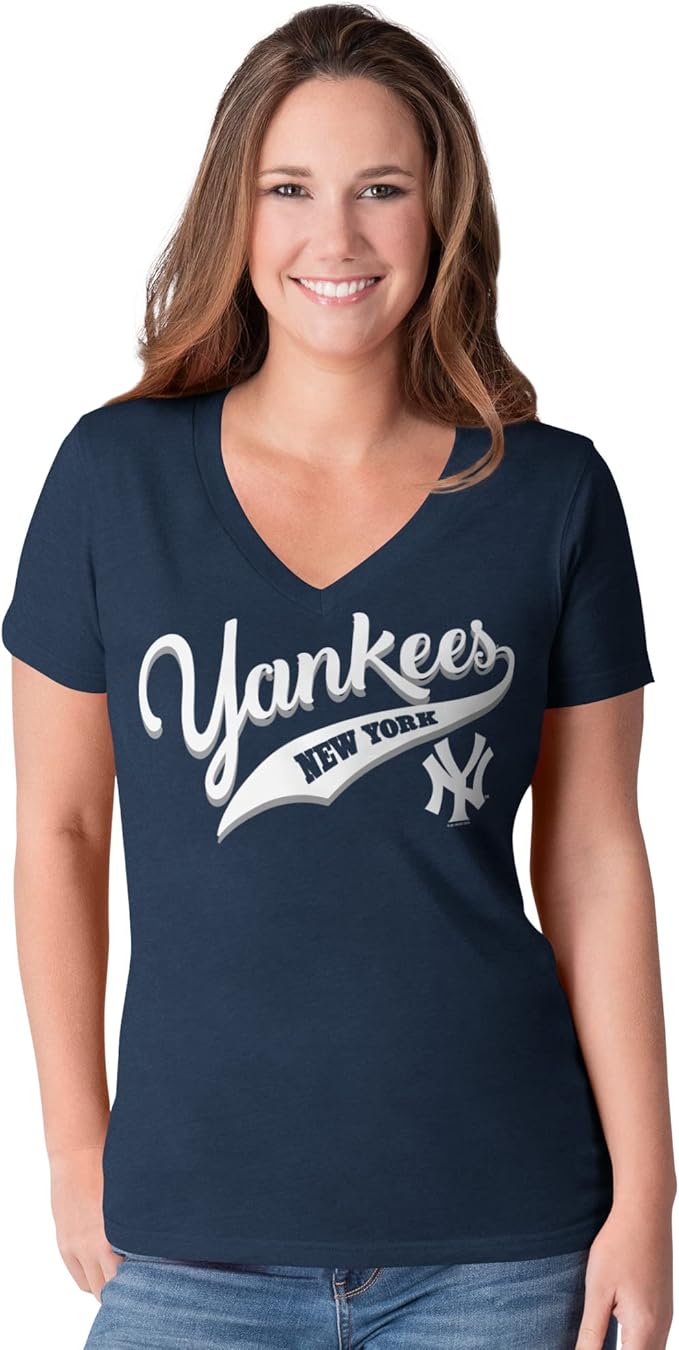 New York Yankees Women's Play Maker V-Neck T-Shirt