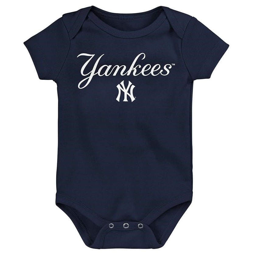 New York Yankees Team Logo Wordmark Creeper Romper Onesie - Newborn/Infant