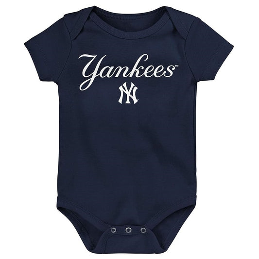 New York Yankees Team Logo Wordmark Creeper Romper Onesie - Newborn/Infant